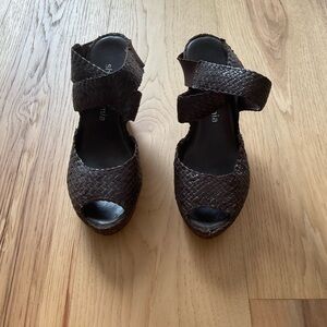 Sheridan Mia Chocolate Brown Wedge Sandal, Size 39